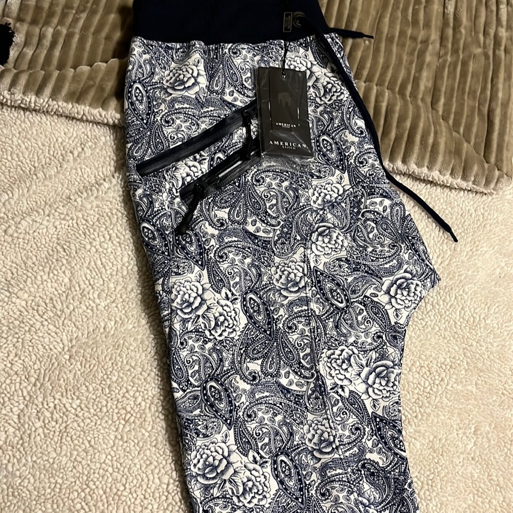American Stitch Floral Paisley Zipper Jogger Pants Size 2XL